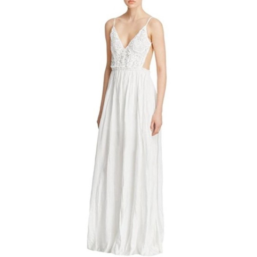 Olivaceous Maxi Dress - Crochet (white)